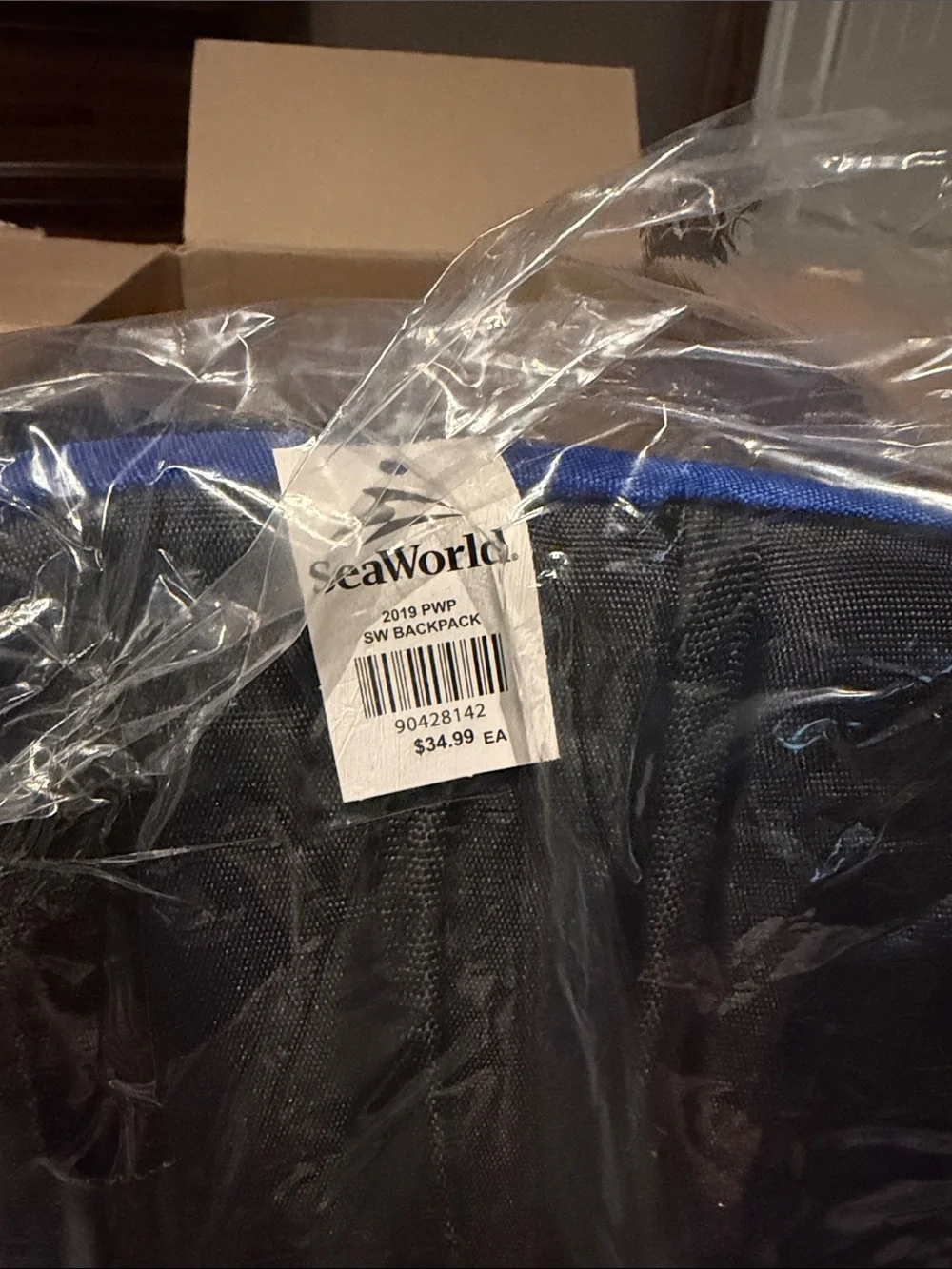 SeaWorld Blue and Black Backpack with Logo